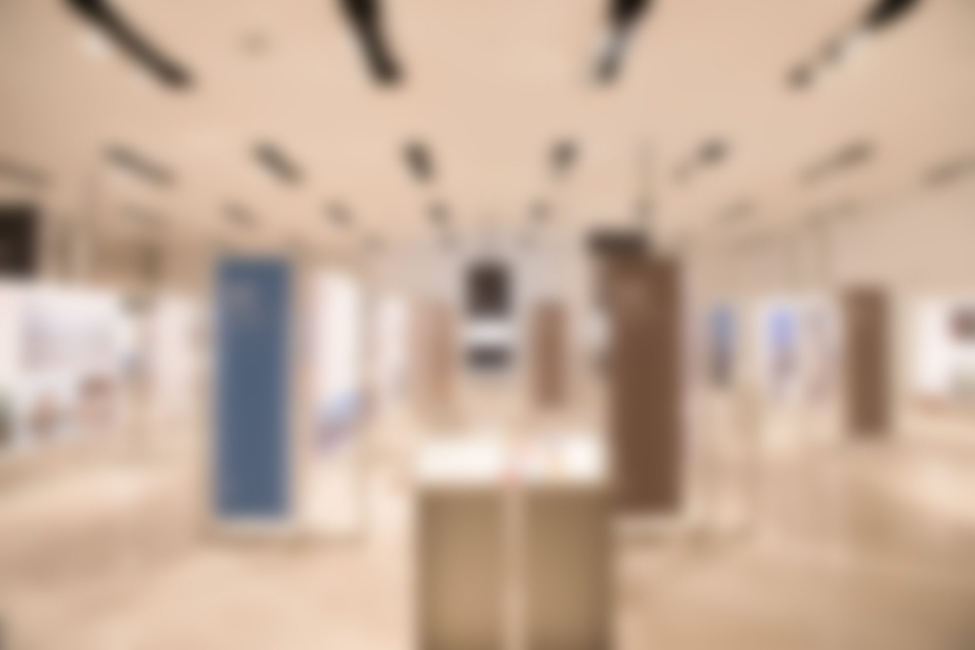 Modern art gallery with abstract artwork installations.