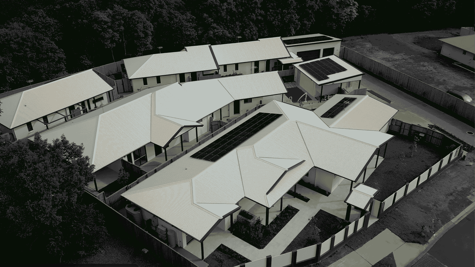 Aerial view of a modern residential property